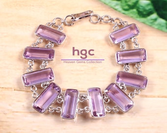 Sterling Silver Amethyst Bracelet: Handmade Boho Gemstone Jewelry