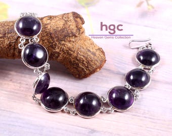 Handgefertigtes Amethyst Armband: Sterling Silber Boho Schmuck, Februar Geburtsstein