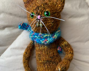 Cinnamon Kitten/ soft plush nursery toy.  wool handknit/Made to Order.