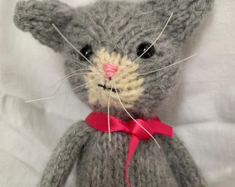 Grey alpaca Kitten/Spring Gift/Handmade Plush Animal/Made to Order