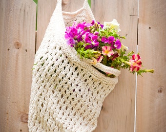 knitted ecru market bag