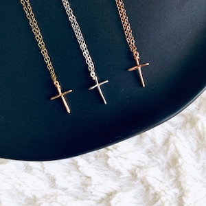 Cross Necklace, Gold Cross Necklace, Silver Cross Necklace, Dainty Cross Necklace, Religious Gift, Christian Jewelry, Faith Graduation Gift