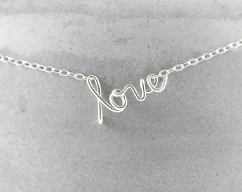 Sterling Silver Name Necklace: Custom Wire Word Jewelry