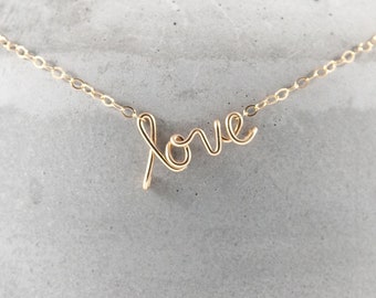 Custom 14k Gold Filled Name Necklace: Delicate Wire Pendant