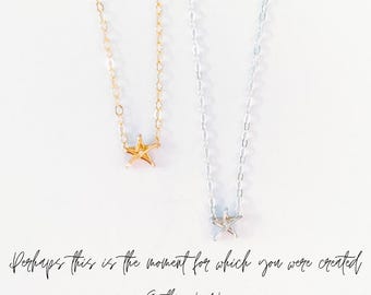 Dainty Star Necklace: Sterling Silver or 14k Gold Filled, Esther 414