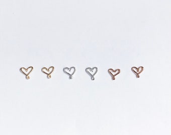 Heart studs wire earrings