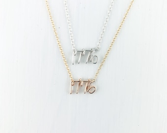 1776 Gold Silver America Patriot Necklace