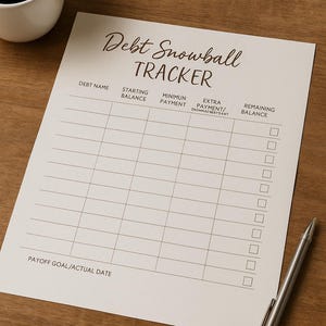 Debt Snowball Tracker | Printable Debt Payoff Worksheet | Farmhouse Budget Binder Page