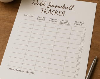 Debt Snowball Tracker | Printable Debt Payoff Worksheet | Farmhouse Budget Binder Page