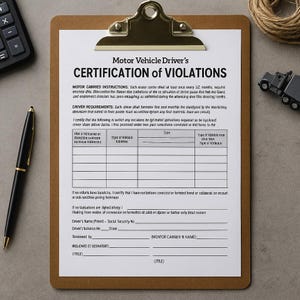 Certification of Violations Form | FMCSA DOT Compliant | Driver Qualification File PDF | Trucking Compliance | Instant Download