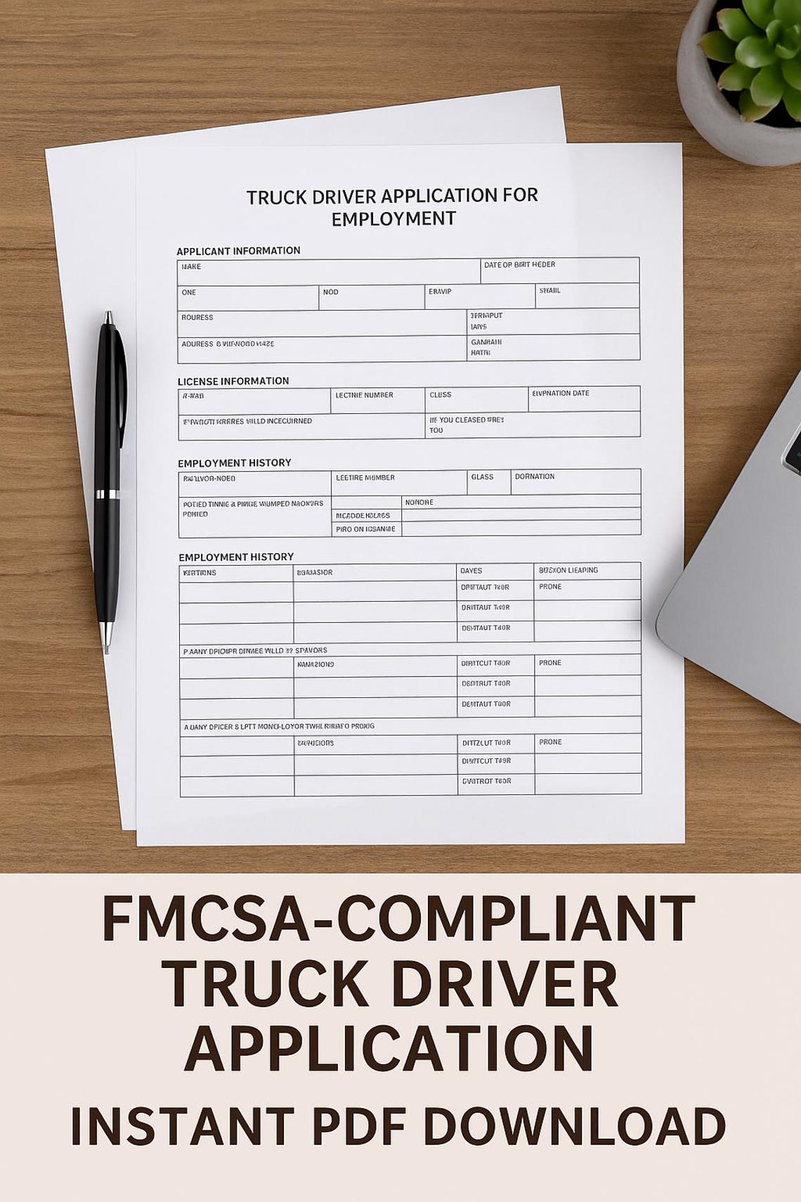 Fmcsa Forms.pdf Truck Driver Application Pdf | FMCSA DOT Compliant | Instant Download ...