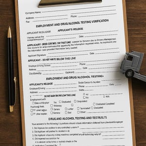 Employment & Drug/Alcohol Testing Verification Form | FMCSA DOT Compliant | Trucking Application Packet | Instant Download PDF