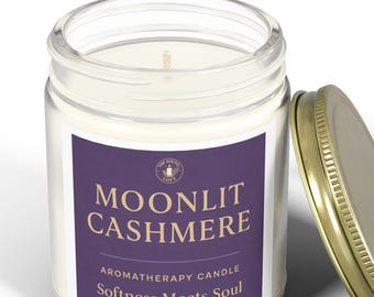 Candela aromaterapica al muschio di cashmere: cera di cocco e albicocca, relax da spa