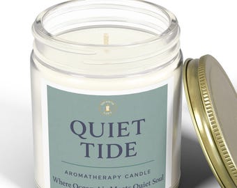 Candela per aromaterapia Quiet Tide: cera di cocco e albicocca, profumo di oceano