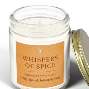 Whispers of Spice Aromatherapy Candle. Cinnamon Chai Scent. Spa Candle for Relaxation. Cozy Fall Candle. Self Care Gift.