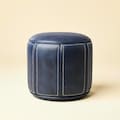 Leather Ottoman Coffee Table, Blue Leather Hassock Ottoman Footrest, Moroccan Round Leather Pouf Unstaffed Leather Nursery Footstool Pouf product logo