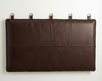 本物のダークブラウンレザーヘッドボード、壁掛けモロッコヘッドボード、キングサイズとクイーンサイズのヘッドボード、ボヘミアン壁掛けヘッドボードベッドフレーム