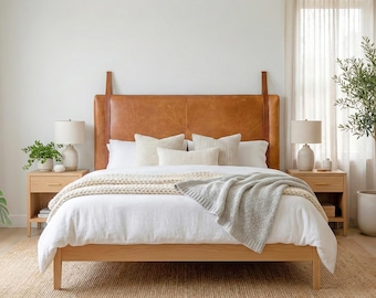 Authentic Wall Hanging Leather Headboard, Distressed Brown leather Headboard, Woven Leather Mounted Headboard King Size Farmhouse Headboard