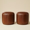Handmade Round leather Ottoman Pouf, Dark Brown Leather Footstool Pouf, Leather Hassock Ottoman Pouf, Round Living Room Pouf Unstuffed Pouf product logo