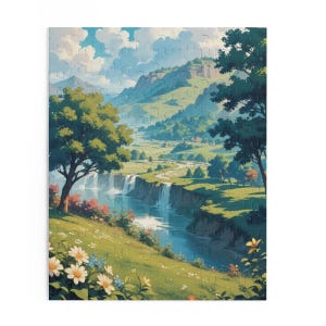 Vintage European Countryside: A Tranquil Grassland Puzzle