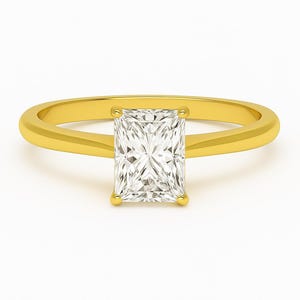 Bague cathédrale diamant de laboratoire taille radiant 1 carat | VS1 F Couleur | Bague de fiançailles en or jaune 14 carats | Bague de mariage solitaire délicate | Cadeau pour elle