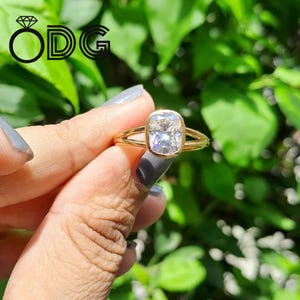 2 Carat Elongated Cushion Lab Diamond Ring: 14k Yellow Gold Engagement