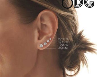 IGI Certified Lab Grown Diamond Stud Earrings: 14K Gold Martini Setting