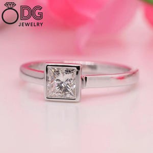 2.00 Ct Princess Cut Labor Diamant Verlobungsring: 14K Weißgold Solitär