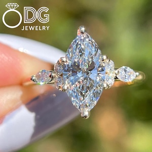 2.50 CT Marquise Lab Grown Diamond Solitaire Ring | D Color VVS2 | IGI Certified | 14K Yellow Gold Engagement Ring