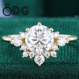 2.00 CTW Round Cut Moissanite Cluster Engagement Ring | Dazzling Brilliance & Timeless Elegance