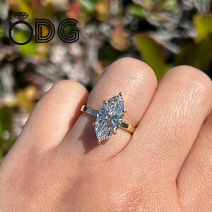 Marquise Cut 1 Carat IGI Certified D Color VVS2 Clarity Lab Grown Diamond Solitaire Engagement Ring 14k Gold - 6 prongs