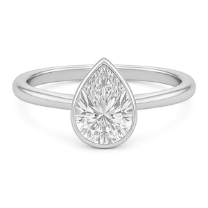 2 Carat Lab Grown Pear Cut Bezel Diamond Ring | VVS F
