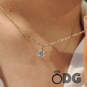 0.50 carat diamond necklace lab grown diamond pendant 14k gold diamond chain , diamond solitaire pendant