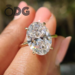 3.50 CT Oval Moissanit Verlobungsring | Versteckter Heiligenschein | 14K Gold | Ehering | Versprechen Ring für Sie | Jubiläumsgeschenk | D VVS1