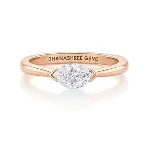 1 Carat Marquise Lab Grown Diamond Ring: 14K Gold Solitaire, IGI Certified