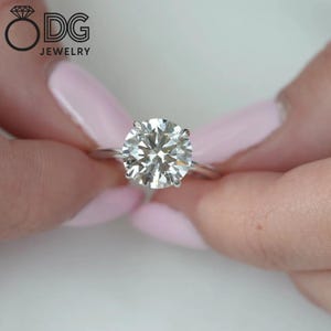 IGI Certified 1.5 CT Round Cut Lab Grown Diamond Ring | E Color VS1 | Excellent Symmetry | 14K Solid White Gold