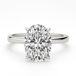 2 Carat Oval Lab Grown Diamond Engagement Ring: 14k White Gold Solitaire