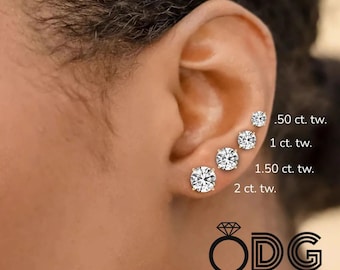 IGI Certified Lab Grown Diamond Stud Earrings: 14K Gold Martini Setting