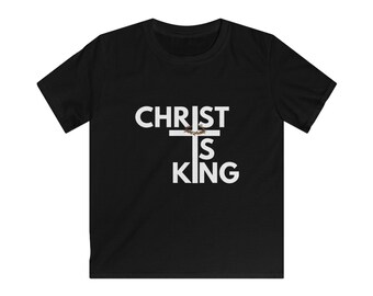 Camiseta infantil "Cristo es Rey": Camiseta juvenil cristiana de estilo suave