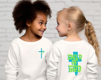 Sudadera juvenil de cuello redondo con diseño de Niño de Dios, regalo inspirador, ropa cristiana, ropa de fe para niños