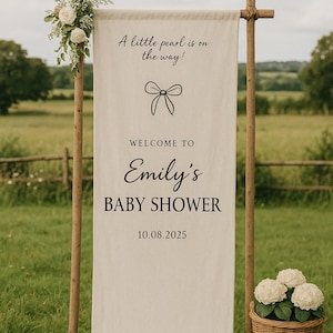 Rustieke gepersonaliseerde banner voor babyshowerdecor, welkomstbord babyshower, stoffen babyshowerbord, linnen bord, decoratie babyshower