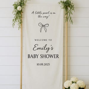 Aangepast welkomstbord babyshower, stoffen babyshowerbord, bord Hallo baby, babyshowerversieringen, bewerkbare afdrukbare banner babyshower