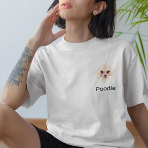 Poodle T-Shirt, Cute Cartoon Face, Happy Expression, Soft Pastel Palette, Minimalist Shirt, Print-Ready Tee, Dog Lover Apparel, Unisex Top,