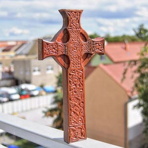 Handcarved celtic Iona isle cross