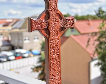 Handcarved celtic Iona isle cross