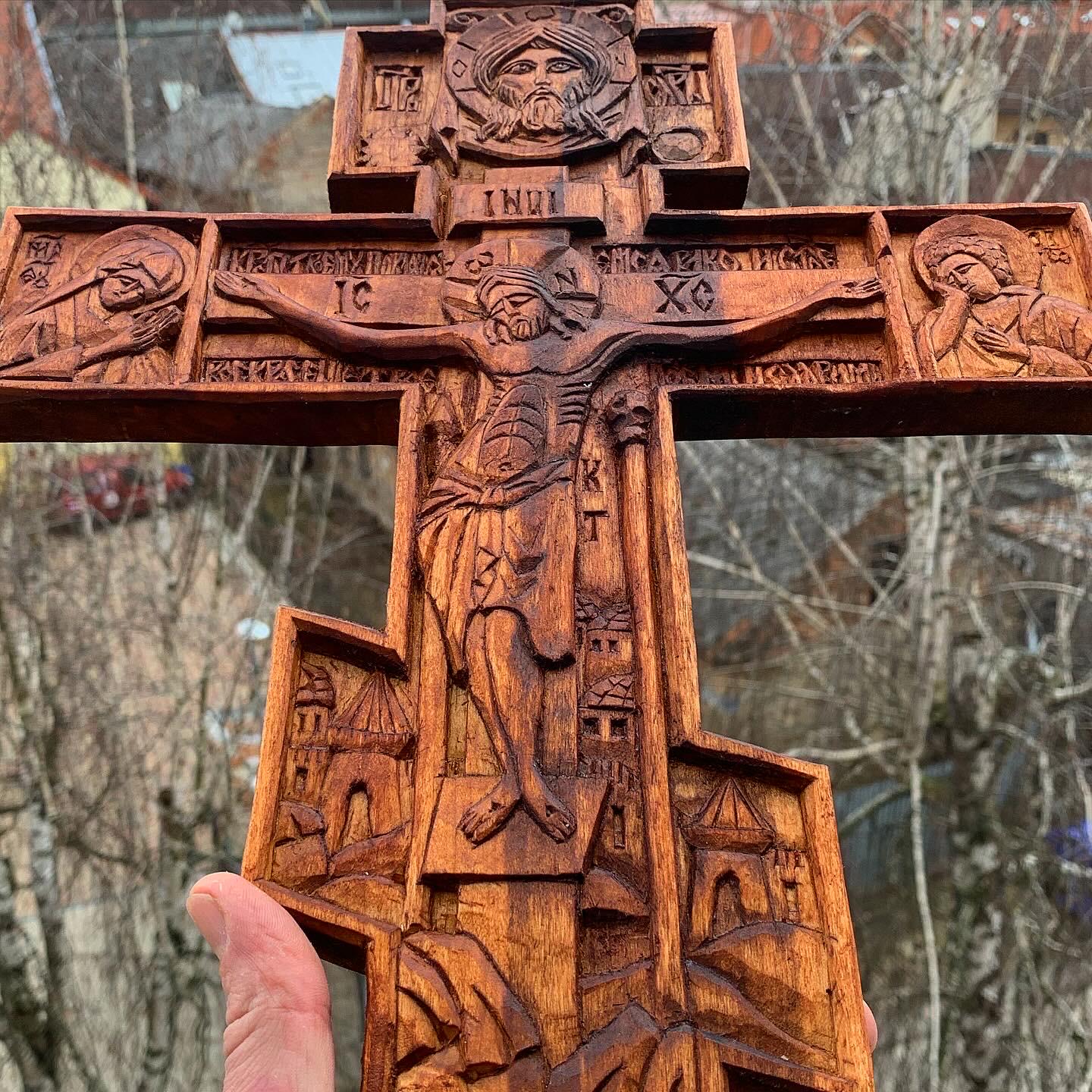 Orthodox golgotha wall cross handmade crucifix