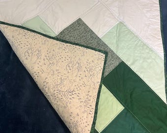 Customizable Baby Quilt, Mountains Cotton, Baby Shower Gift