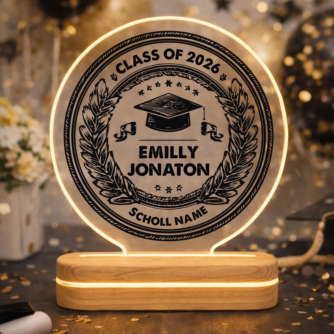 Graduation Led Version Personalized Graduation LED Lamp, Custom Name School Class of 2026 ...
