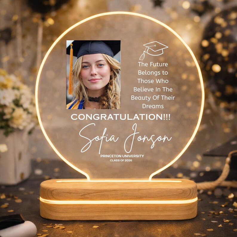 Graduation Led Version Personalized Graduation Photo LED Lamp, Custom Keepsake Night Light ...