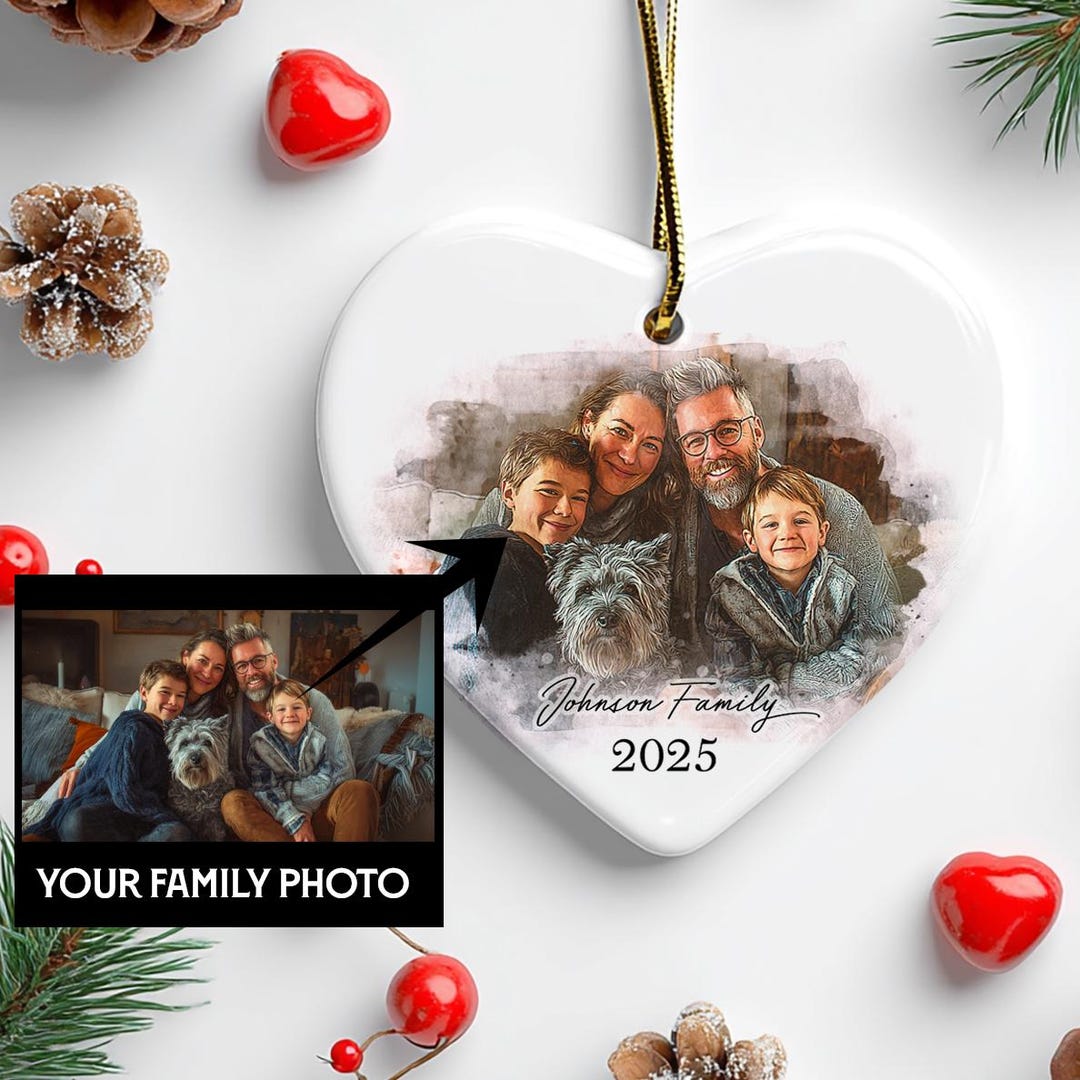 Personalized Family Photo Ornament: Custom Watercolor Keepsake Gift - Etsy